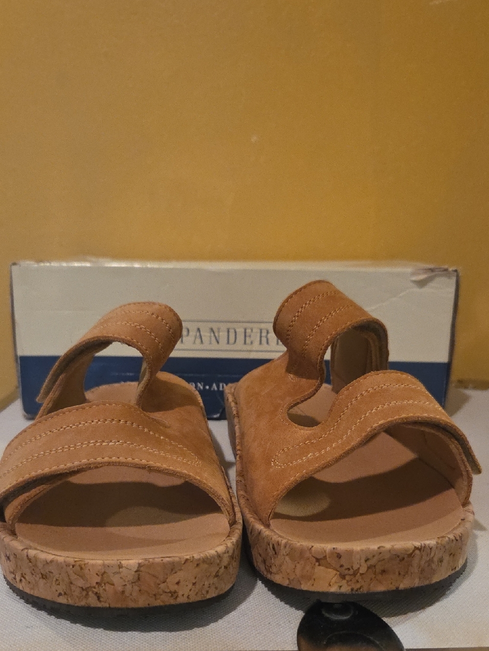 Tan Suede Conga Cork Slide Sandals
